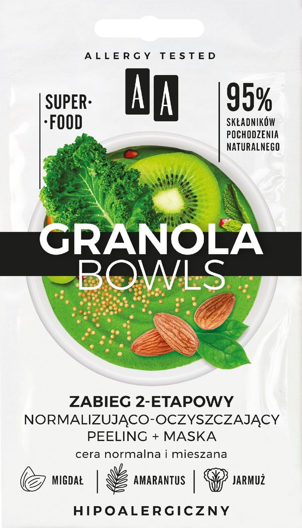 AA Granola Bowls zabieg peeling+maska cera normalna i mieszana 1