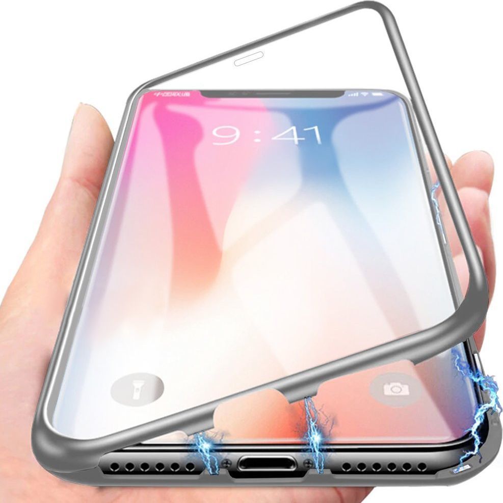 Magnetic Etui Magnetyczne Front+Back do Apple iPhone 12 Mini (Srebrne) uniwersalny 1