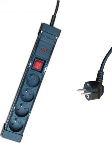 Listwa zasilająca Elektrom przeciwprzepięciowa 4 gniazd 3 m czarna (PR_SPEC133S) 1