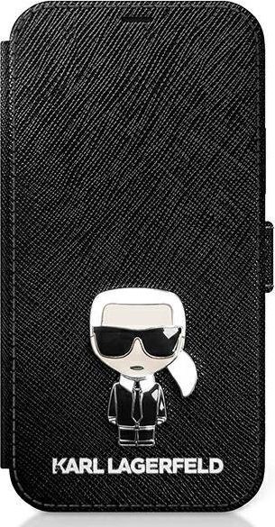 Karl Lagerfeld Etui Karl Lagerfeld KLFLBKP12LIKMSBK Apple iPhone 12 Pro Max czarny/black book Saffiano Ikonik Metal 1