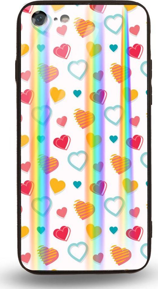 Mojworld Etui na Apple iPhone 7 / 8 - Rainbow Case - Lovely hearts - White background 1