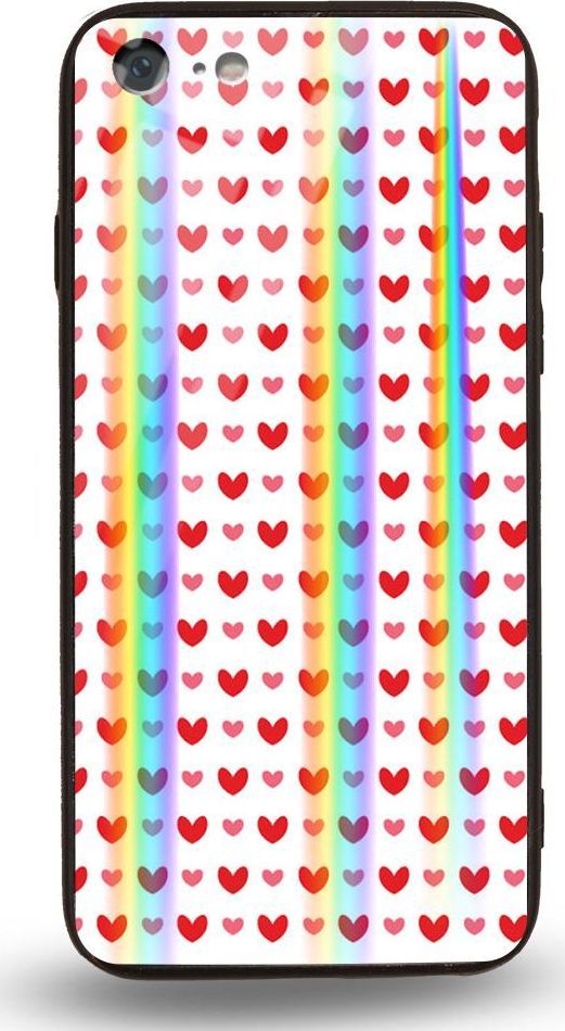 Mojworld Etui na Apple iPhone 7 / 8 - Rainbow Case - Small red hearts 1