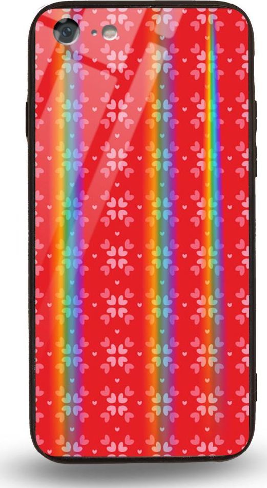 Mojworld Etui na Apple iPhone 7 / 8 - Rainbow Case - Small red hearts - red background 1