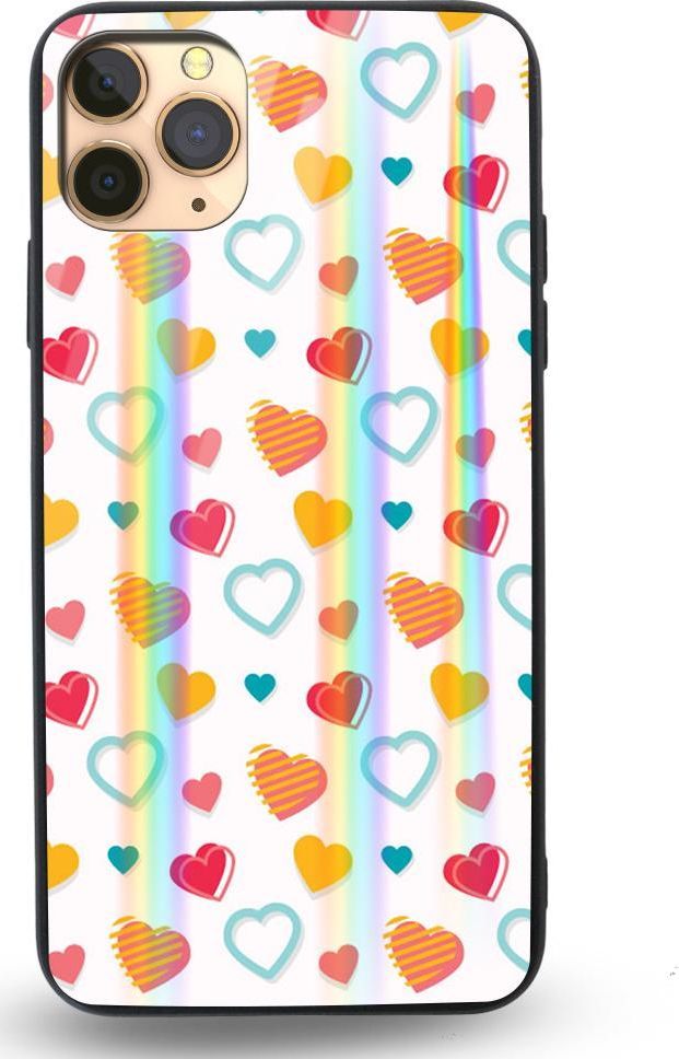 Mojworld Etui na Apple iPhone 11 Pro - Rainbow Case - Lovely hearts - White background 1