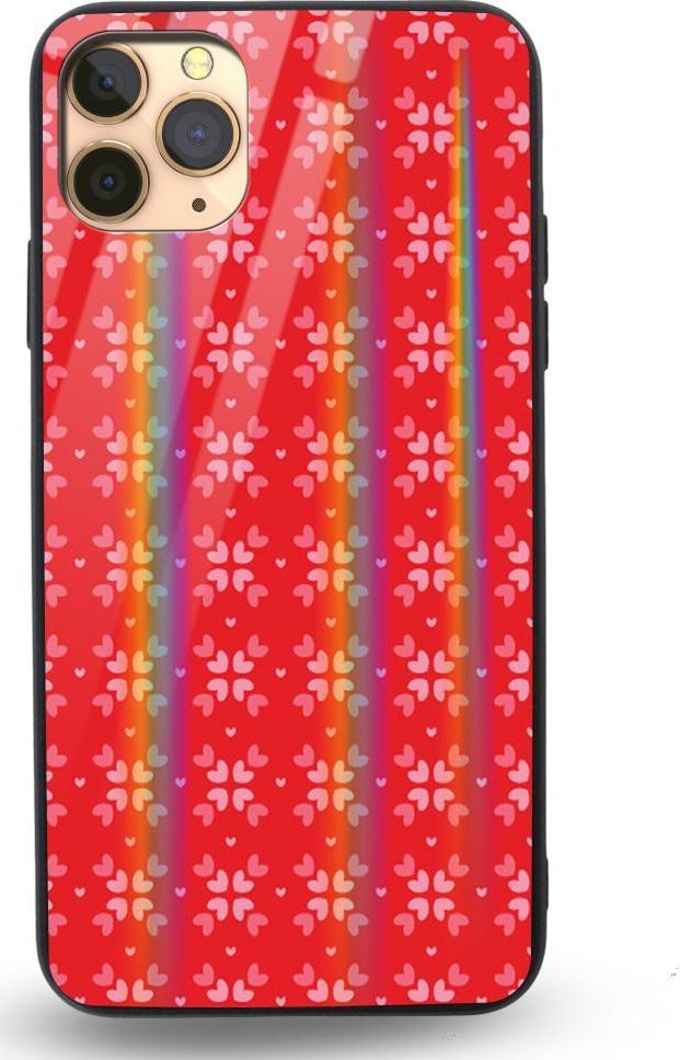Mojworld Etui na Apple iPhone 11 Pro - Rainbow Case - Small red hearts - red background 1