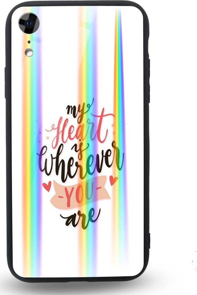 Mojworld Etui na Apple iPhone XR - Rainbow Case - My heart is wherewer u are 1