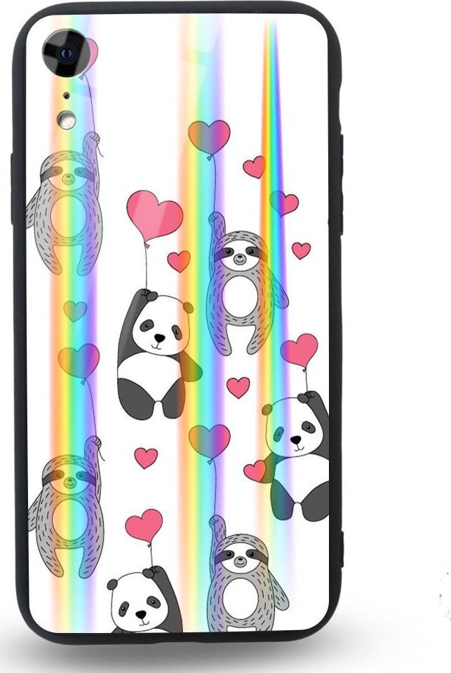 Mojworld Etui na Apple iPhone XR - Rainbow Case - Love Panda 1