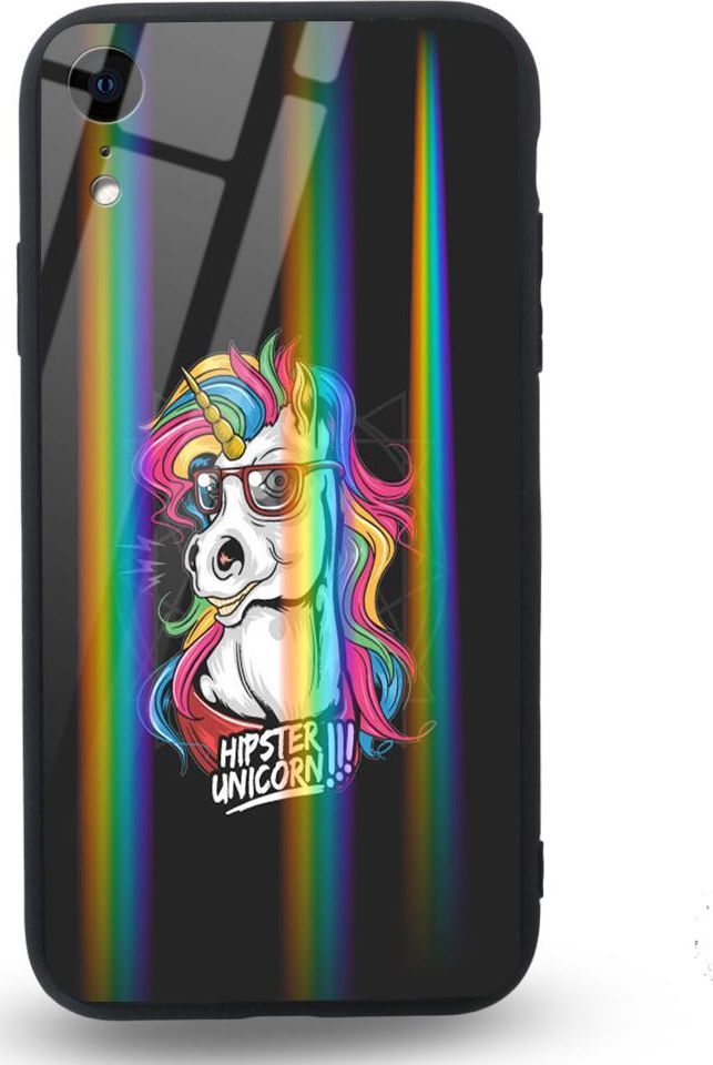 Mojworld Etui na Apple iPhone XR - Rainbow Case - Hipster Unicorn 1