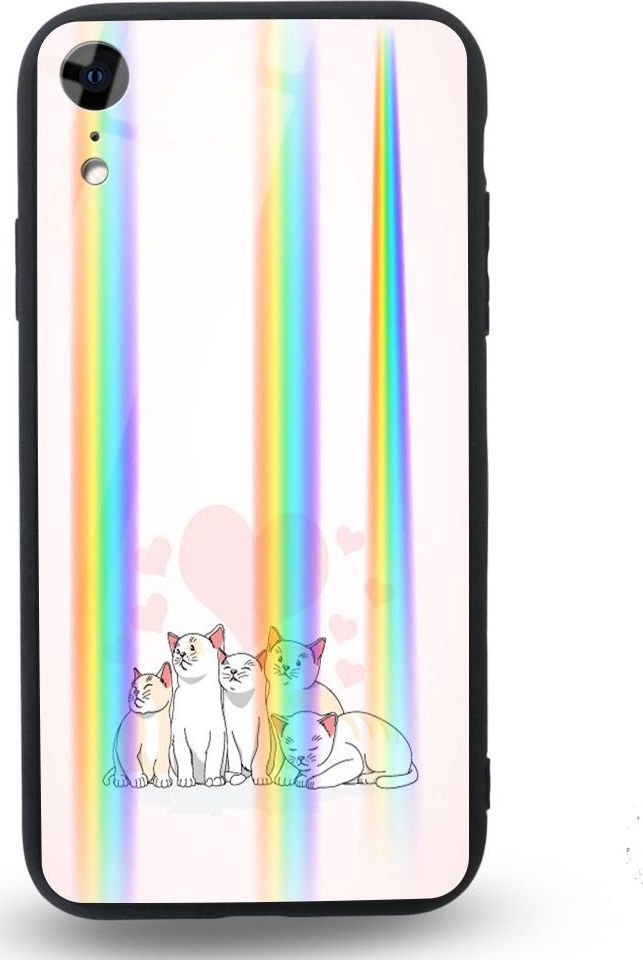 Mojworld Etui na Apple iPhone XR - Rainbow Case - Love from the cats 1