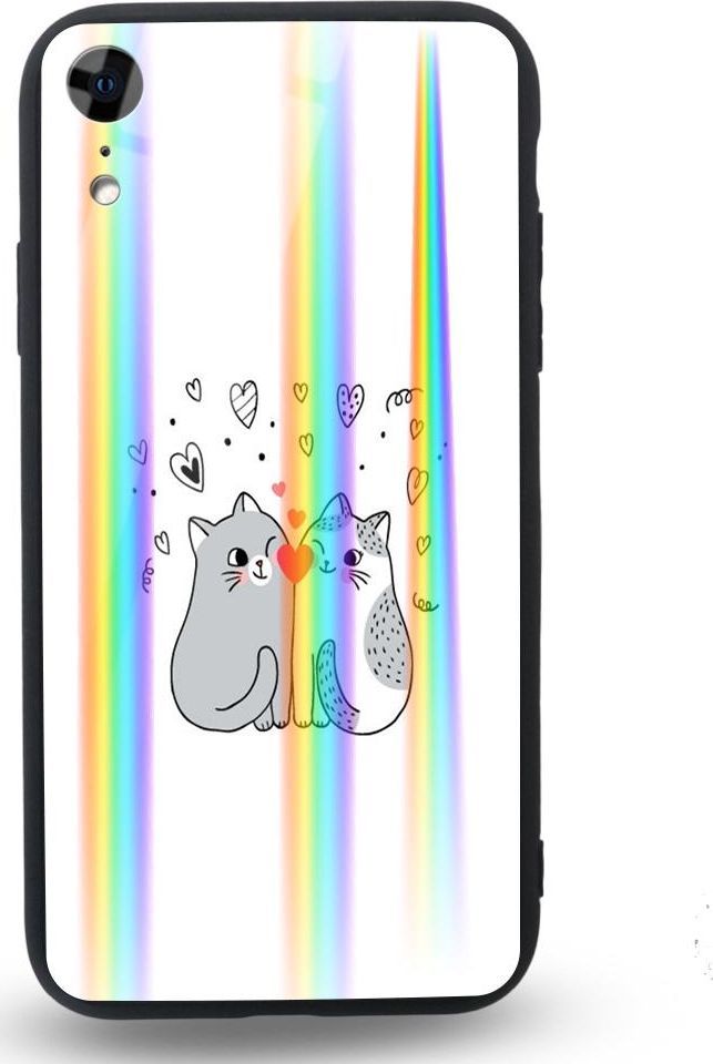 Mojworld Etui na Apple iPhone XR - Rainbow Case - Lovely Cats 1