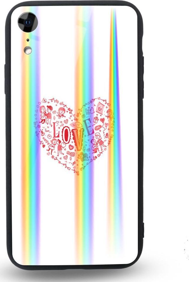 Mojworld Etui na Apple iPhone XR - Rainbow Case - Heart of love 1