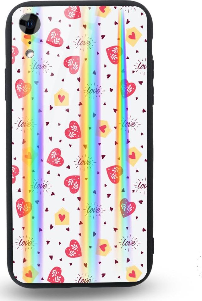 Mojworld Etui na Apple iPhone XR - Rainbow Case - Lovely hearts 1