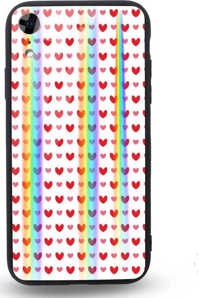 Mojworld Etui na Apple iPhone XR - Rainbow Case - Small red hearts 1