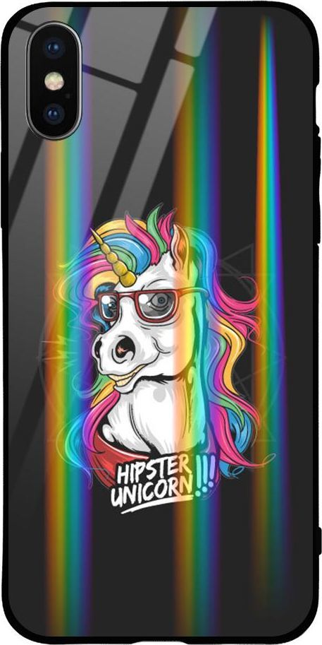 Mojworld Etui na Apple iPhone XS Max - Rainbow Case - Hipster Unicorn 1
