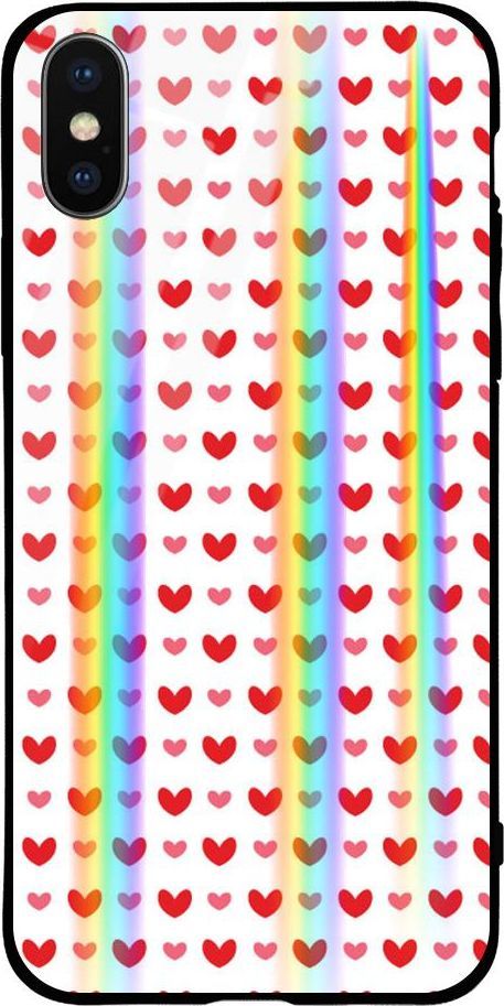 Mojworld Etui na Apple iPhone XS Max - Rainbow Case - Small red hearts 1