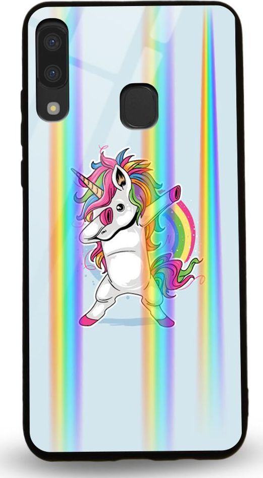 Mojworld Etui na Samsung A20E - Rainbow Case - Lovely Unicorn 1