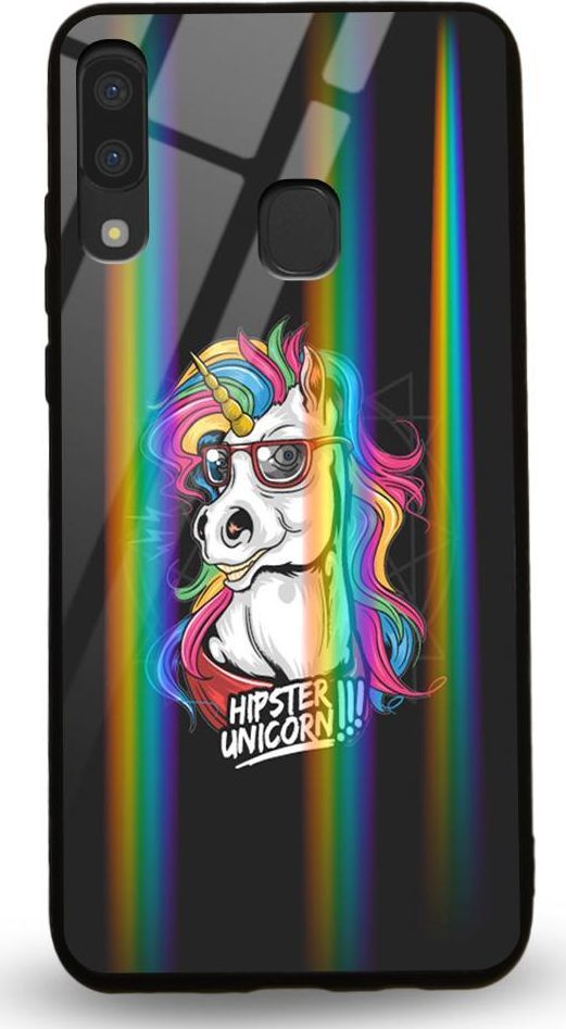Mojworld Etui na Samsung A20E - Rainbow Case - Hipster Unicorn 1