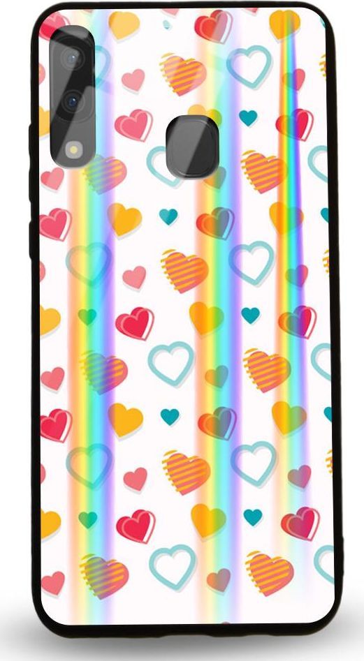 Mojworld Etui na Samsung A20E - Rainbow Case - Lovely hearts - White background 1