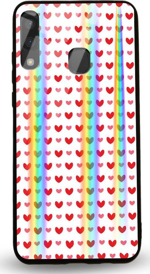 Mojworld Etui na Samsung A20E - Rainbow Case - Small red hearts 1