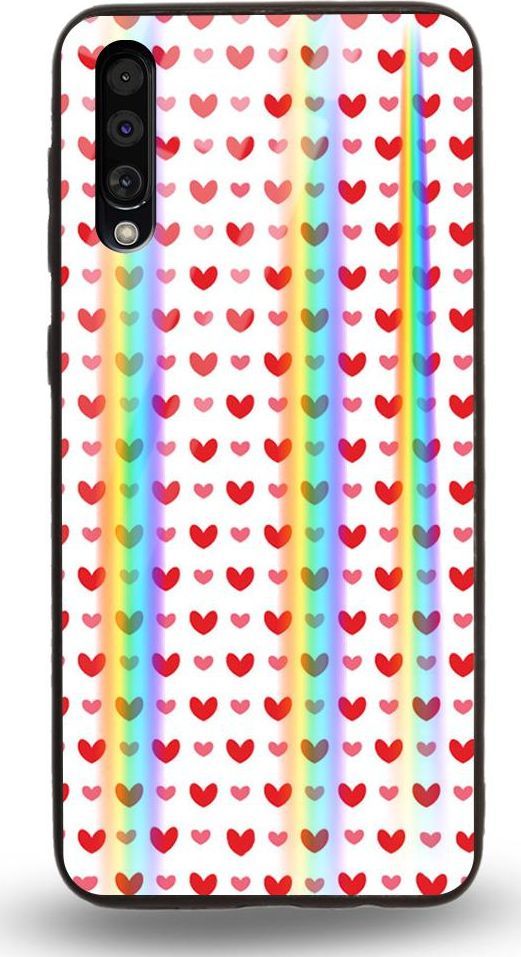 Mojworld Etui na Samsung A50 - Rainbow Case - Small red hearts 1