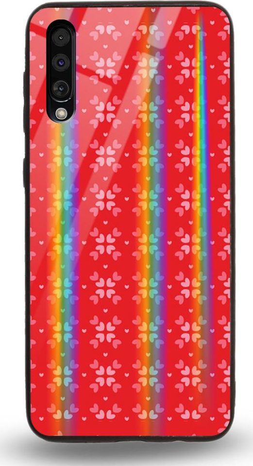 Mojworld Etui na Samsung A50 - Rainbow Case - Small red hearts - red background 1