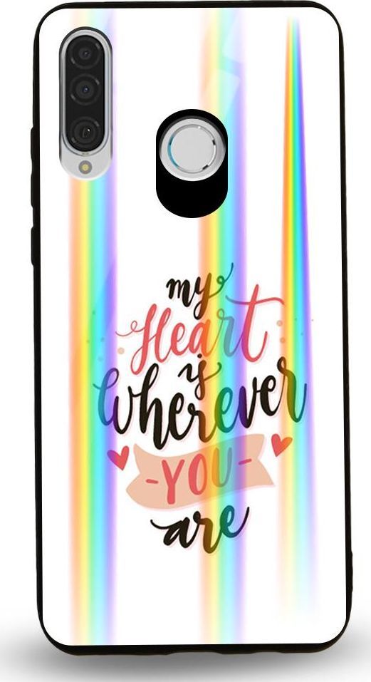 Mojworld Etui na Huawei P30 Lite - Rainbow Case - My heart is wherewer u are 1