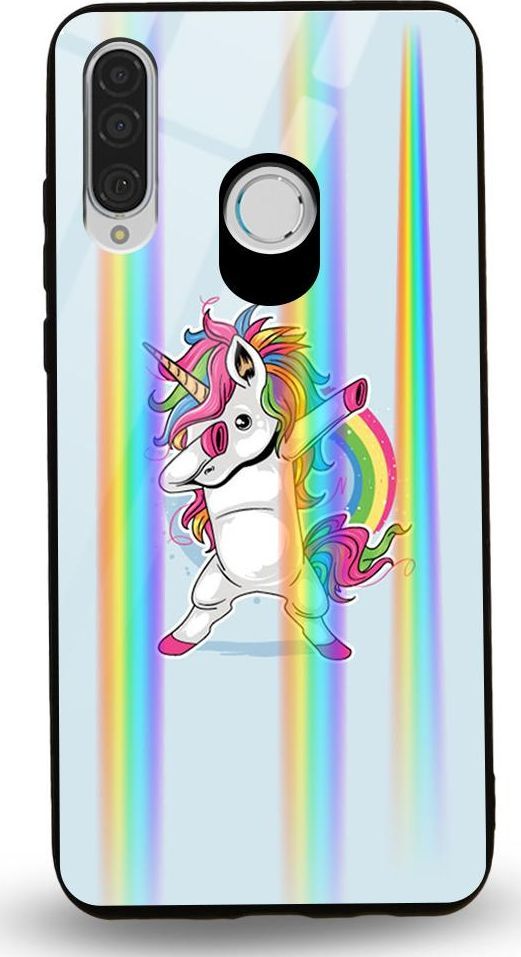 Mojworld Etui na Huawei P30 Lite - Rainbow Case - Lovely Unicorn 1