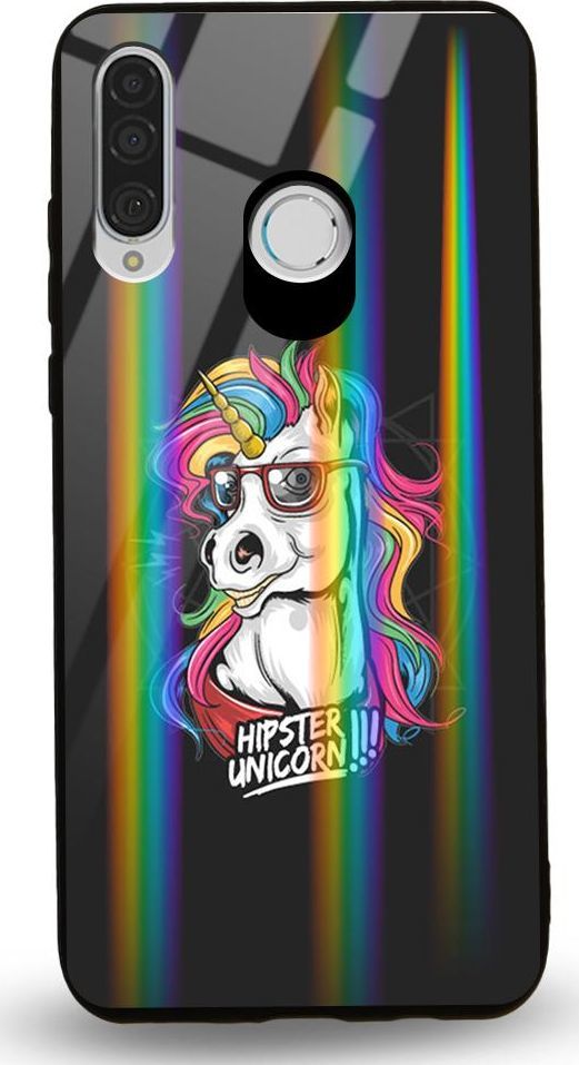 Mojworld Etui na Huawei P30 Lite - Rainbow Case - Hipster Unicorn 1