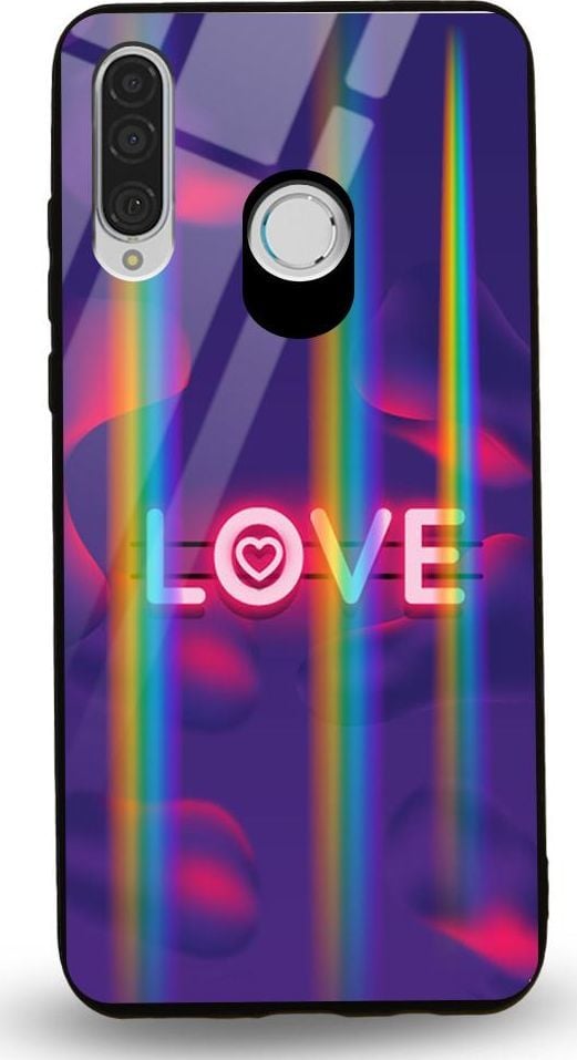 Mojworld Etui na Huawei P30 Lite - Rainbow Case - Neon love 1