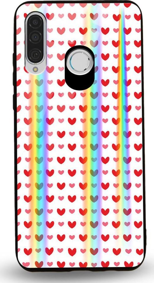 Mojworld Etui na Huawei P30 Lite - Rainbow Case - Small red hearts 1