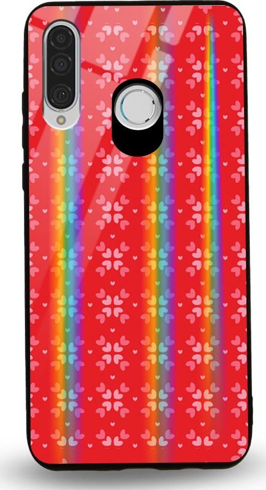 Mojworld Etui na Huawei P30 Lite - Rainbow Case - Small red hearts - red background 1
