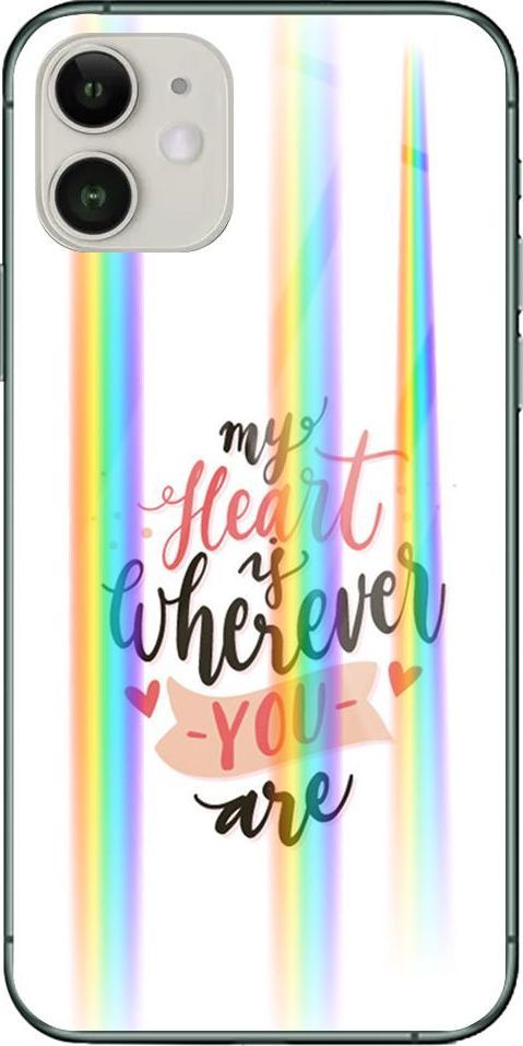Mojworld Etui na Apple iPhone 11 - Rainbow Case - My heart is wherewer u are 1