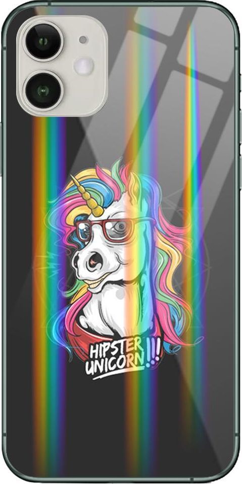 Mojworld Etui na Apple iPhone 11 - Rainbow Case - Hipster Unicorn 1