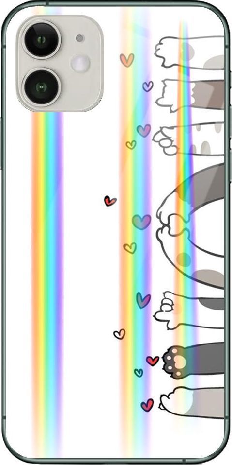 Mojworld Etui na Apple iPhone 11 - Rainbow Case - Cat's love feet 1