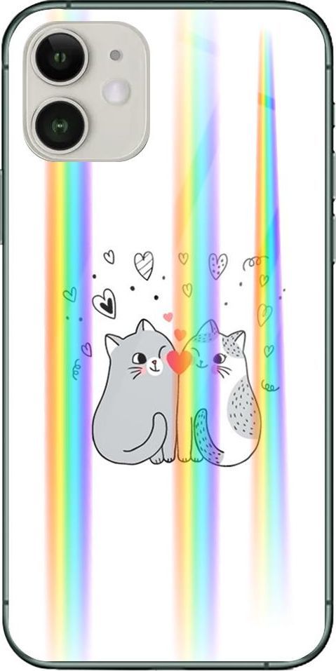 Mojworld Etui na Apple iPhone 11 - Rainbow Case - Lovely Cats 1