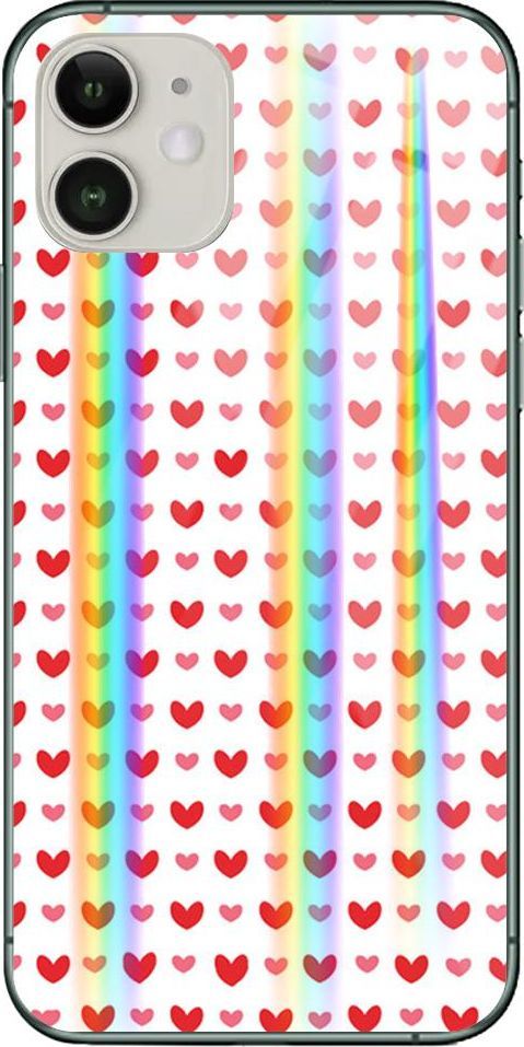 Mojworld Etui na Apple iPhone 11 - Rainbow Case - Small red hearts 1