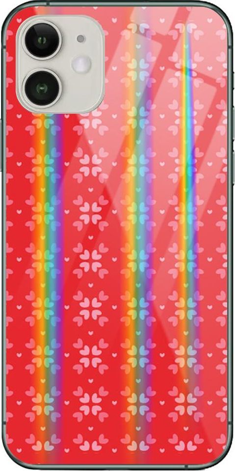Mojworld Etui na Apple iPhone 11 - Rainbow Case - Small red hearts - red background 1