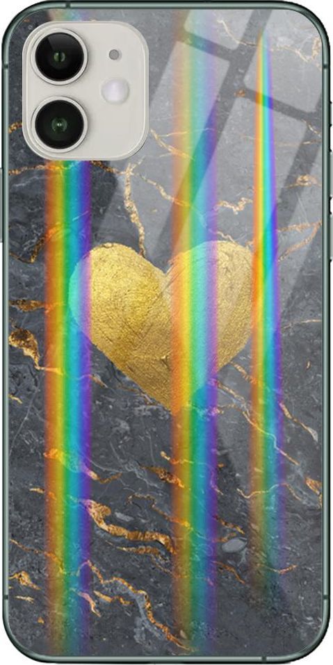 Mojworld Etui na Apple iPhone 11 - Rainbow Case - Black/Gold granite heart 1