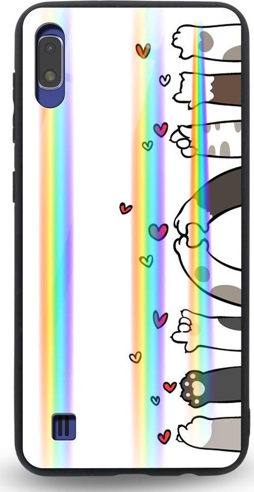 Mojworld Etui na Samsung A10 - Rainbow Case - Cat's love feet 1
