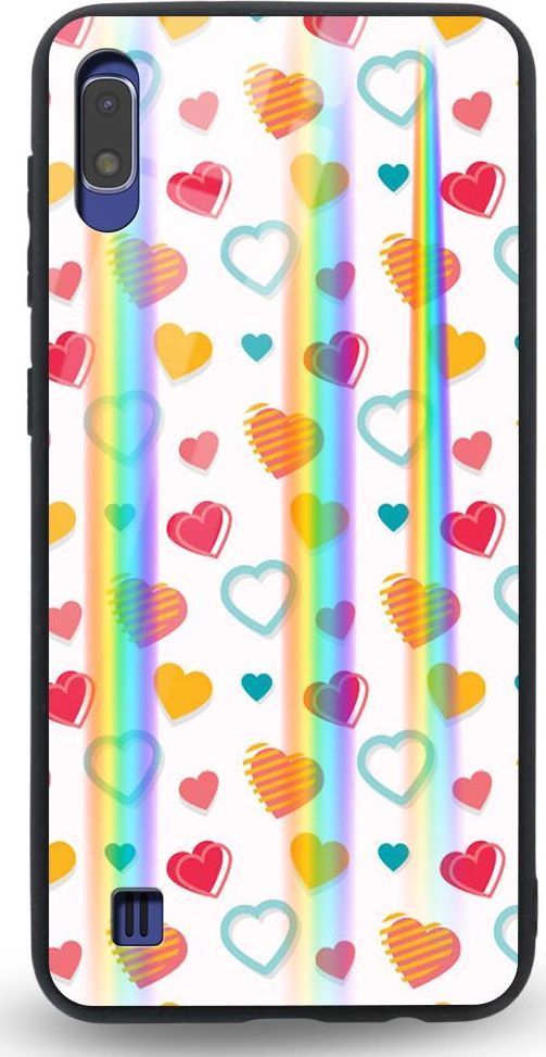 Mojworld Etui na Samsung A10 - Rainbow Case - Lovely hearts - White background 1