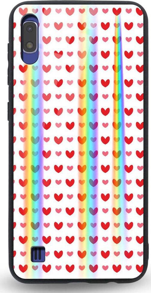 Mojworld Etui na Samsung A10 - Rainbow Case - Small red hearts 1