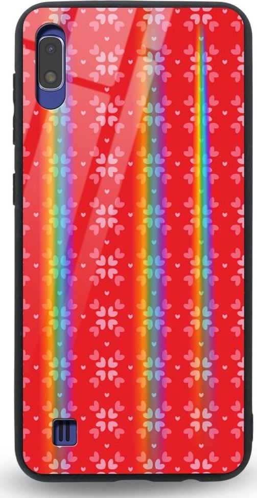 Mojworld Etui na Samsung A10 - Rainbow Case - Small red hearts - red background 1