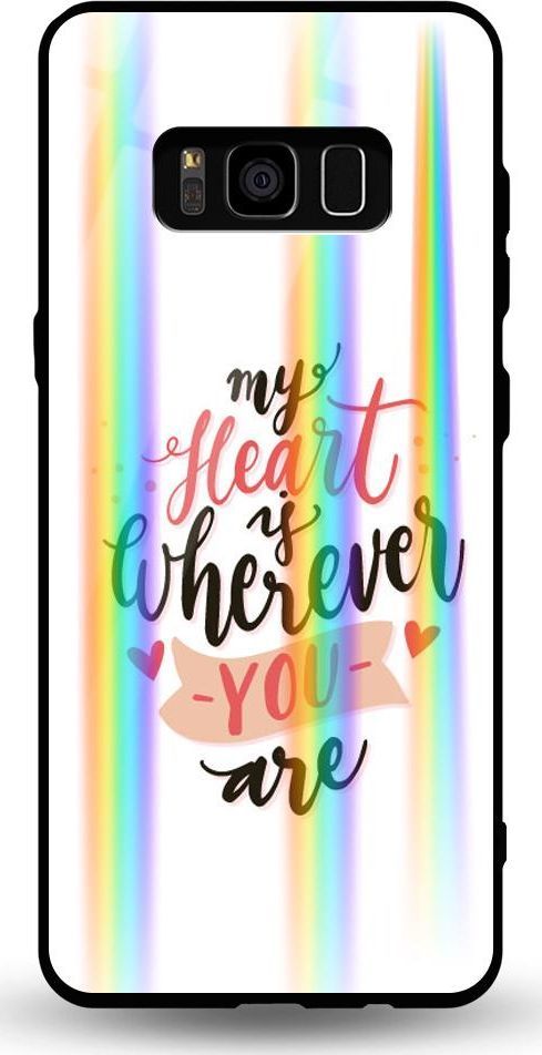 Mojworld Etui na Samsung S8 - Rainbow Case - My heart is wherewer u are 1