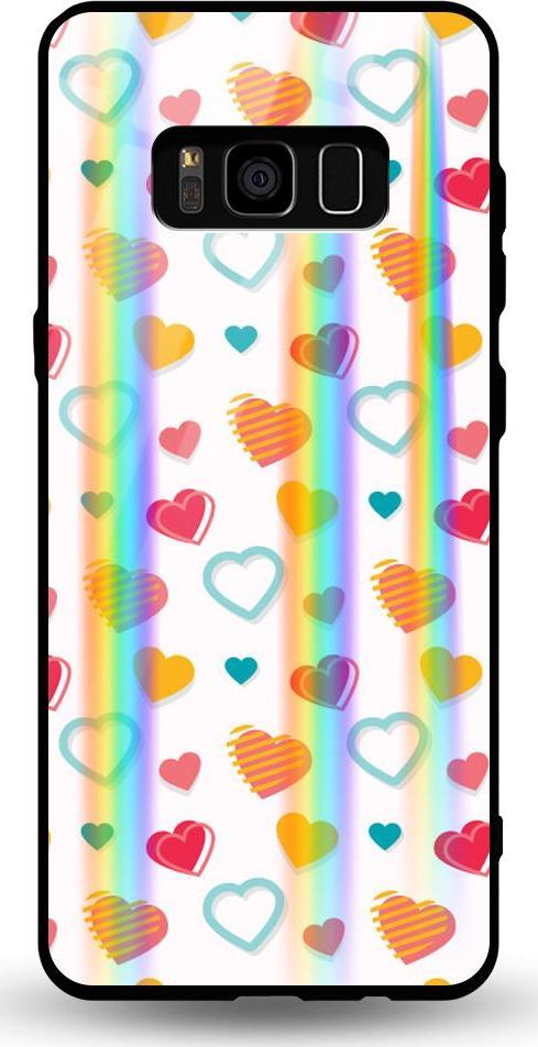 Mojworld Etui na Samsung S8 - Rainbow Case - Lovely hearts - White background 1