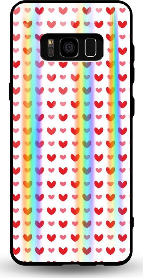 Mojworld Etui na Samsung S8 - Rainbow Case - Small red hearts 1