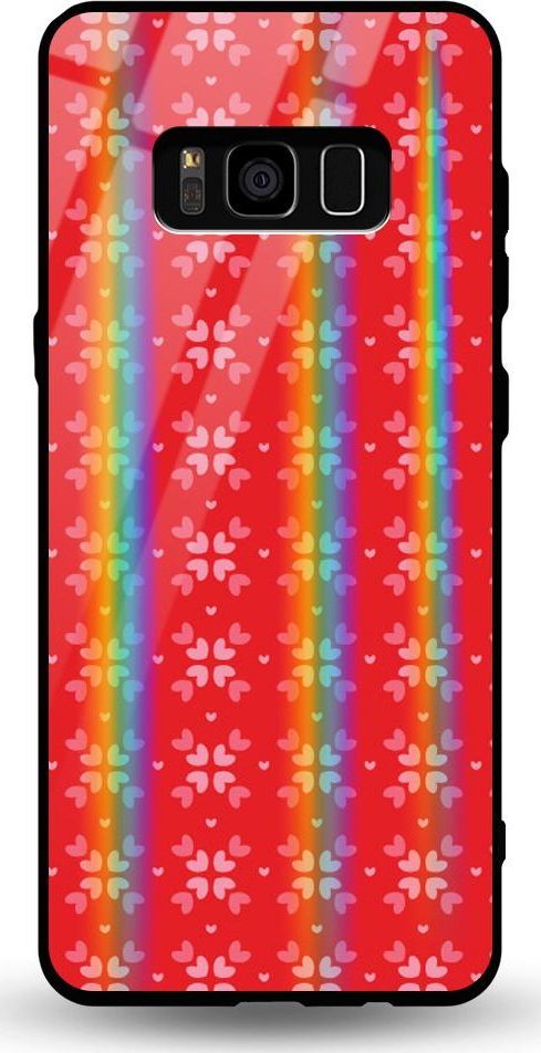 Mojworld Etui na Samsung S8 - Rainbow Case - Small red hearts - red background 1