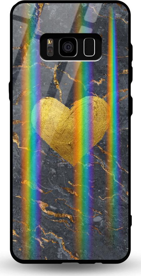 Mojworld Etui na Samsung S8 - Rainbow Case - Black/Gold granite heart 1