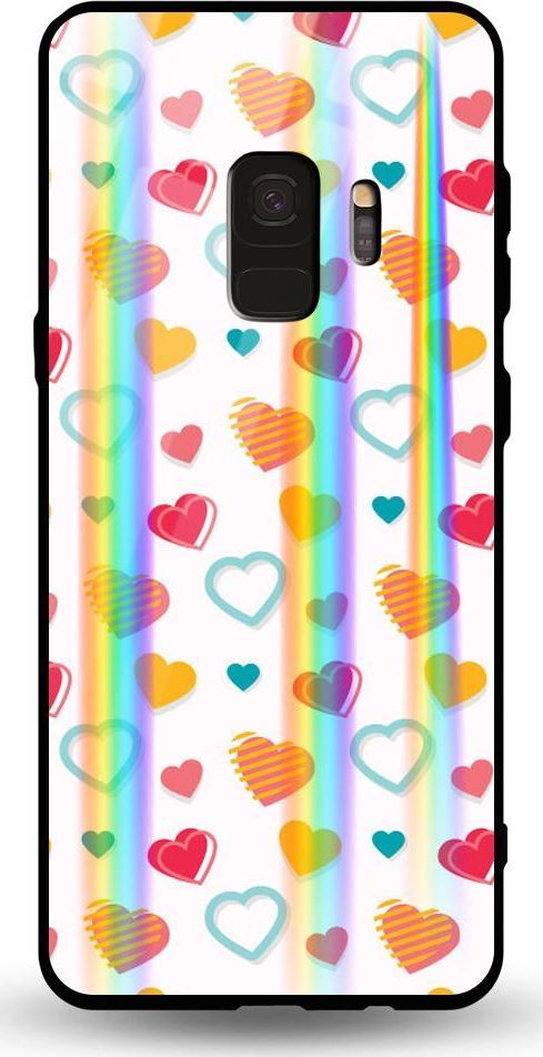 Mojworld Etui na Samsung S9 - Rainbow Case - Lovely hearts - White background 1