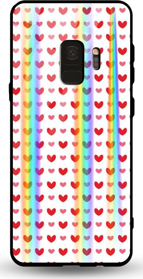 Mojworld Etui na Samsung S9 - Rainbow Case - Small red hearts 1