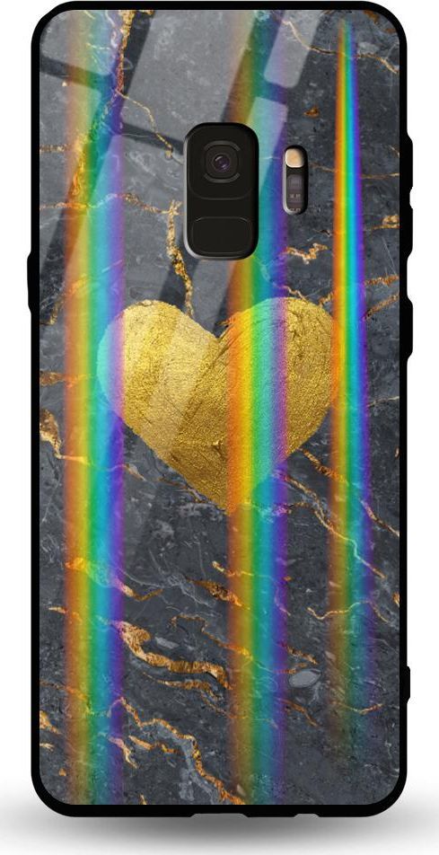 Mojworld Etui na Samsung S9 - Rainbow Case - Black/Gold granite heart 1